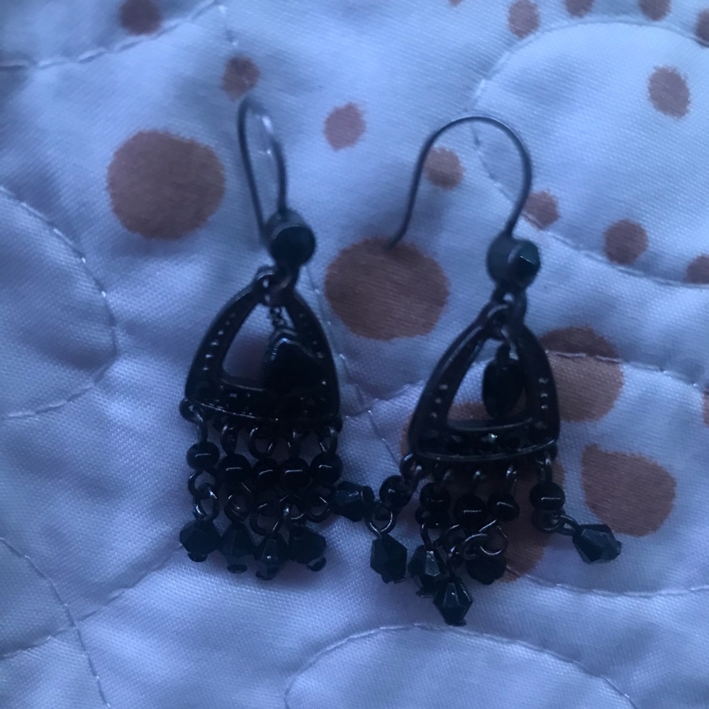 black dangly earrings